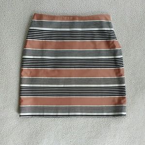 LOFT Black and Tan Striped Skirt